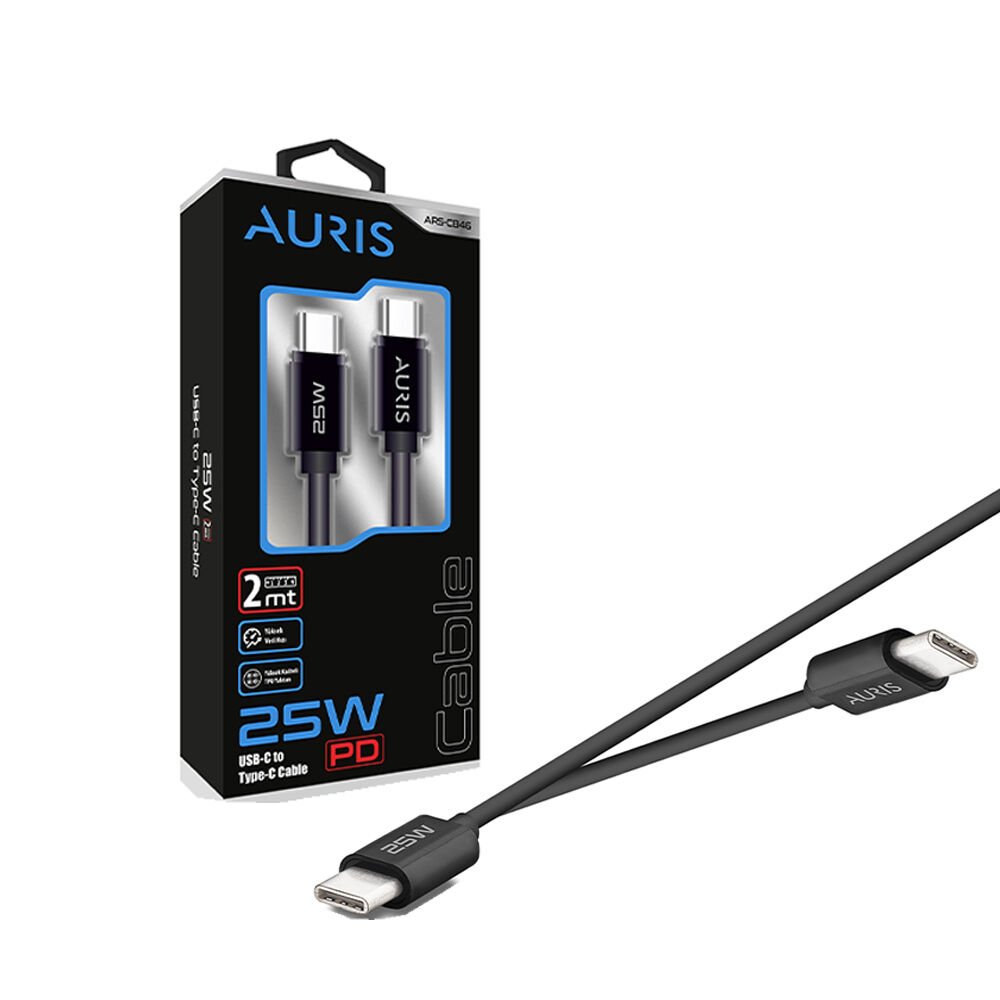 Auris ARS-CB46 – 25W PD Hızlı Şarj USB-C to USB-C Kablo 2 Metre