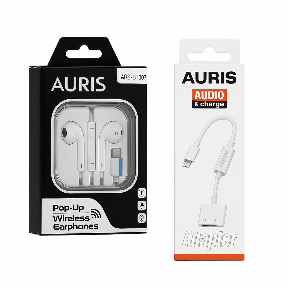 AURİS LİGHTNİNG KULAKLIK + ŞARJ & SES ADAPTÖRÜ