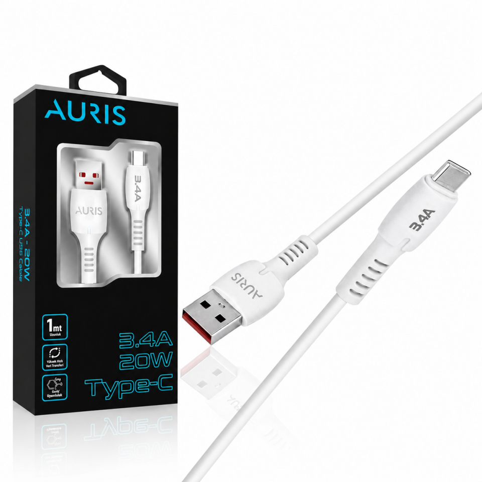 AURIS ARS-CB43 Type-C USB Kablo 3.4A / 20W