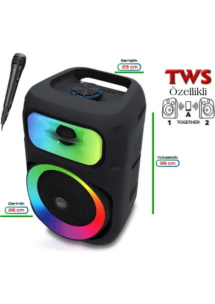 AURIS ARS-KLN130 8'' Taşınabilir Multimedya Hoparlör