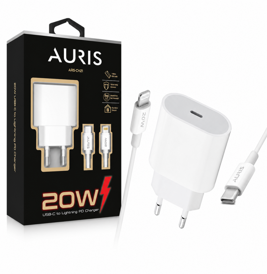 AURIS ARS-CH21 20W USB-C to Lightning PD Hızlı Şarj Seti