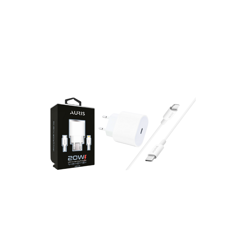 Auris 20W iPhone Hızlı Şarj Adaptörü + Type-C to Lightning Kablo Seti