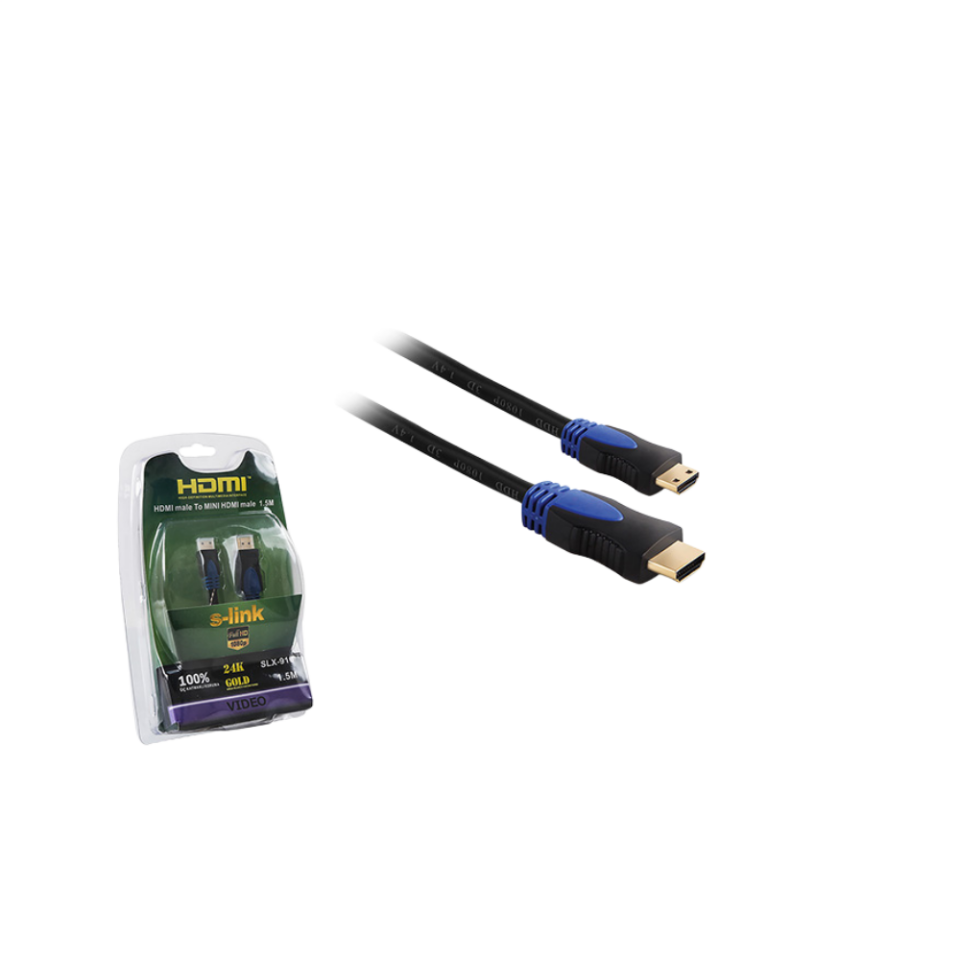 S-Link SLX-910 HDMI to Mini HDMI 1.5 Metre 24K Altın Uçlu Kablo