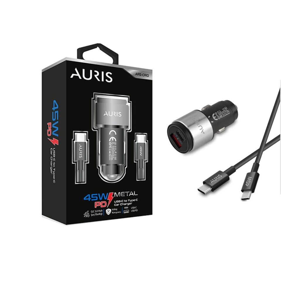 Auris ARS-CR10 – 45W Metal PD Araç Şarj Cihazı