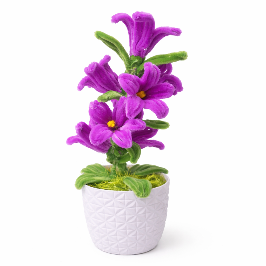 Dekoratif Şönil Yapay Çiçek – Mor Tonlu Zarafet