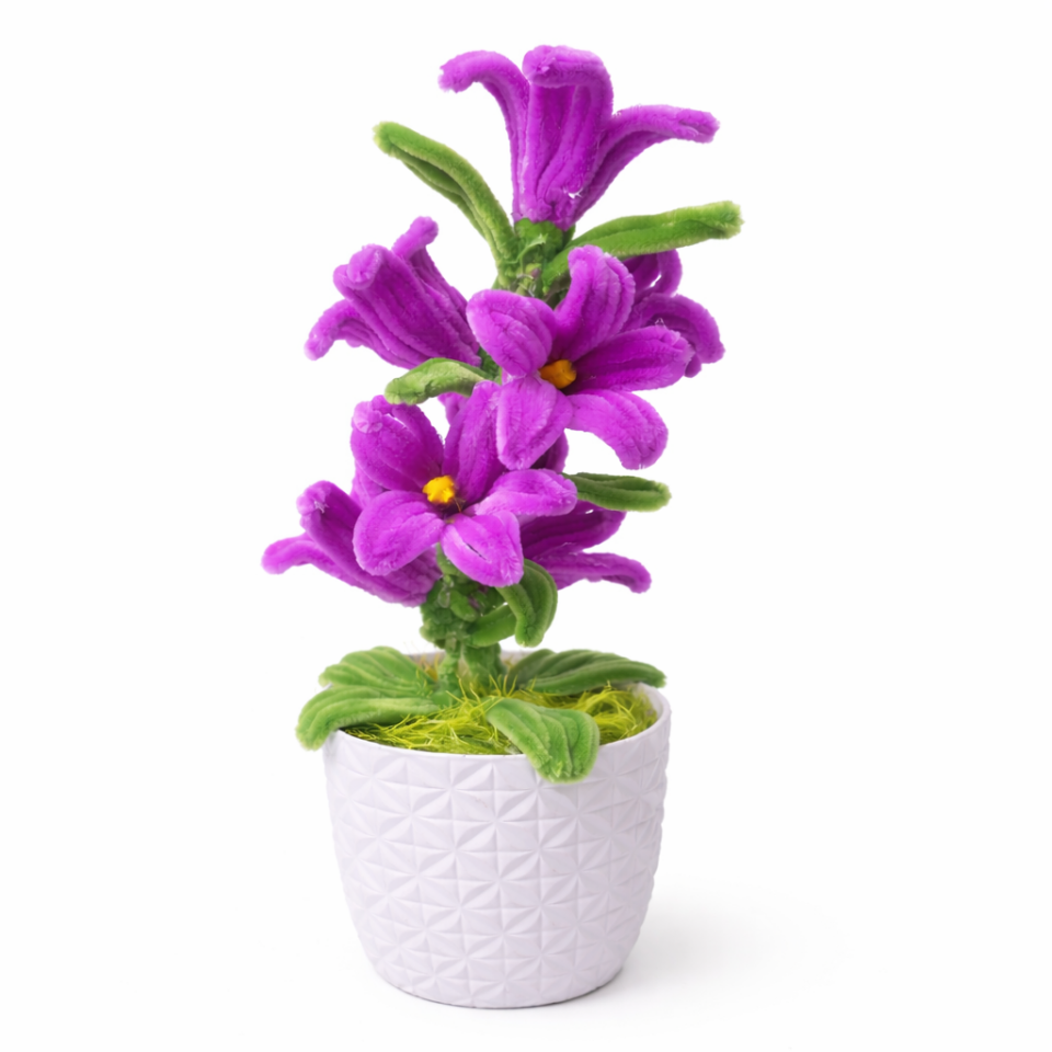 Dekoratif Şönil Yapay Çiçek – Mor Tonlu Zarafet