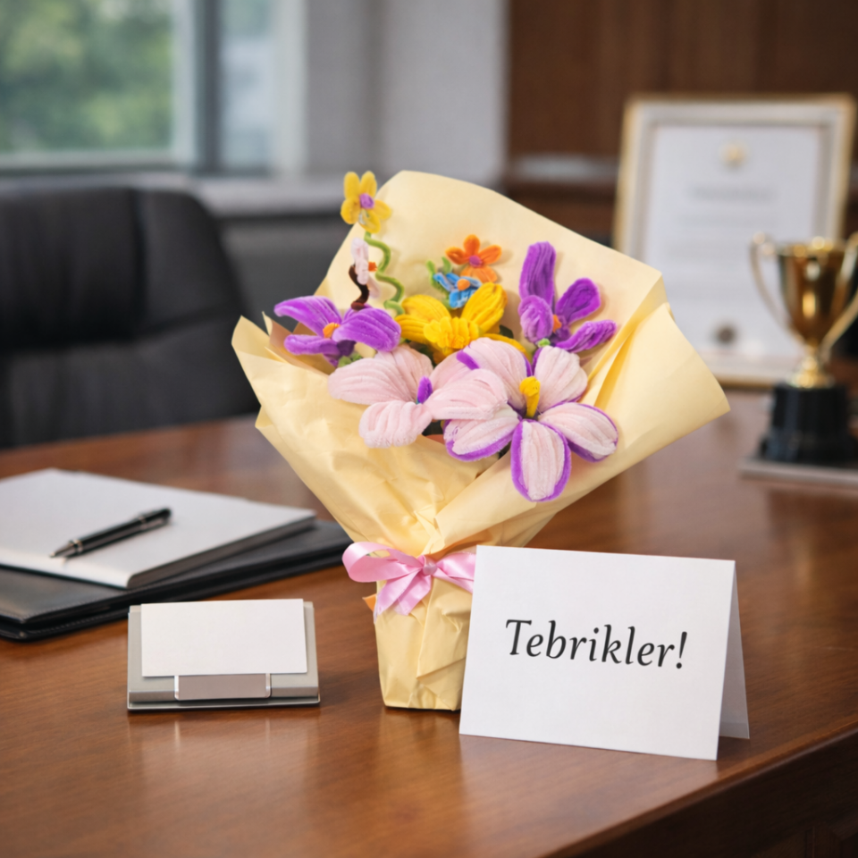 Dekoratif Şönil Çiçek Buketi – Zarif ve Anlamlı Dokunuş