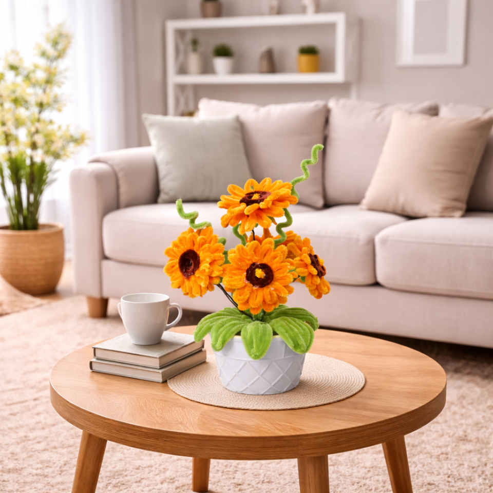 Dekoratif Şönil Yapay Çiçek – Turuncu Canlılık