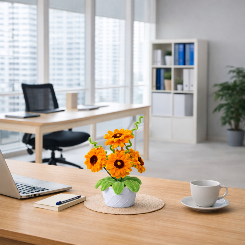 Dekoratif Şönil Yapay Çiçek – Turuncu Canlılık