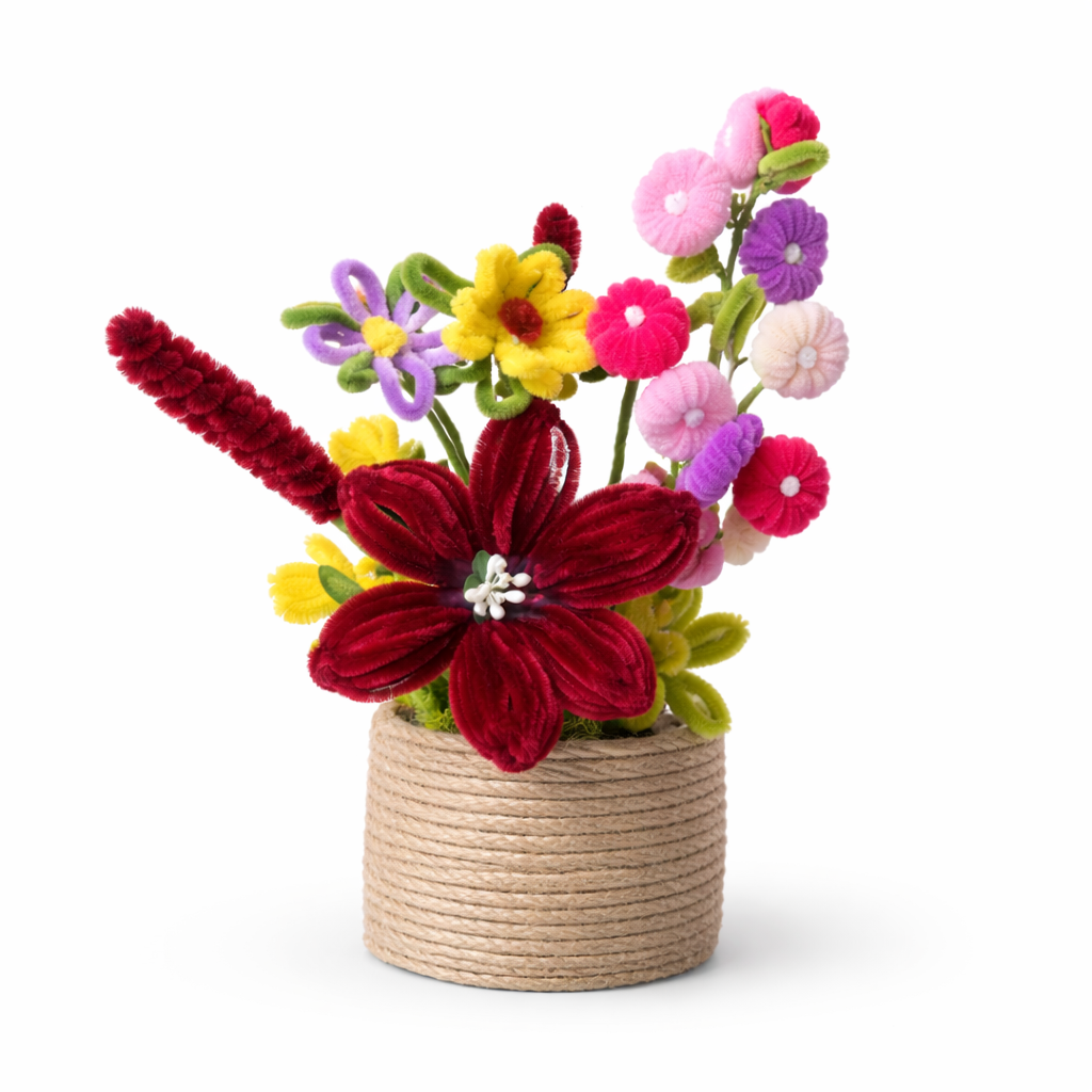 Dekoratif Şönil Yapay Çiçek – Renkli El Yapımı Tasarım