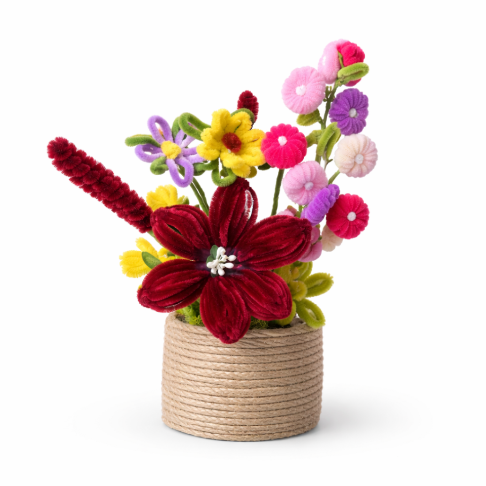 Dekoratif Şönil Yapay Çiçek – Renkli El Yapımı Tasarım