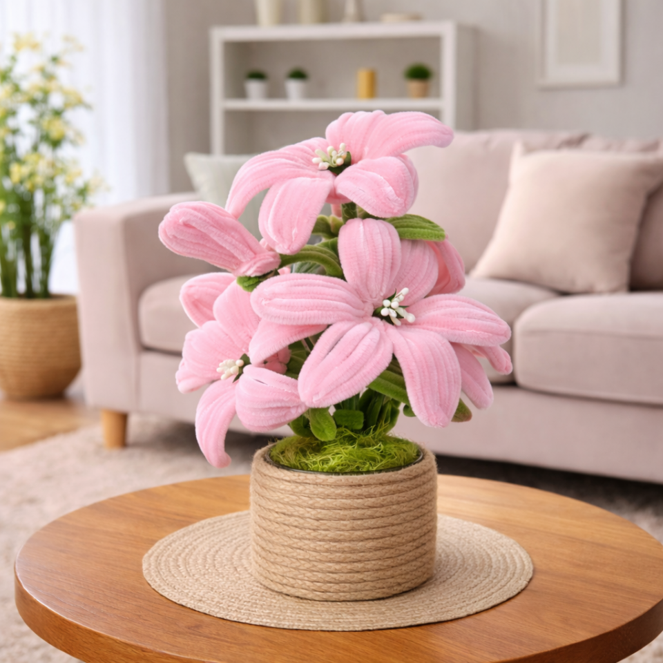 Dekoratif Şönil Yapay Çiçek – Pudra Zarafet