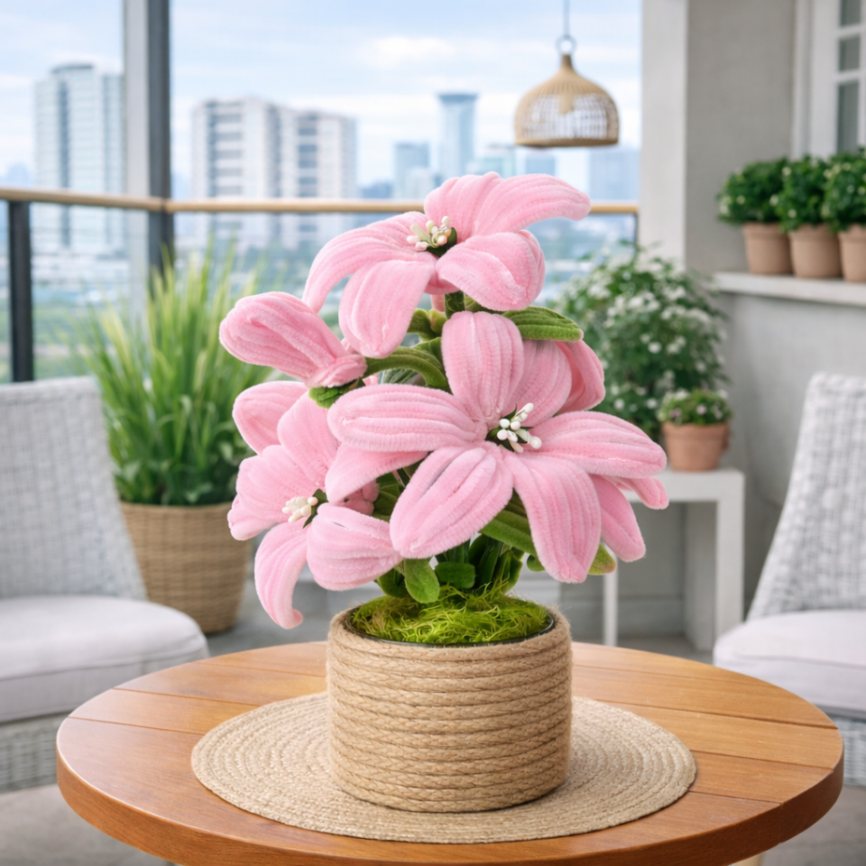 Dekoratif Şönil Yapay Çiçek – Pudra Zarafet