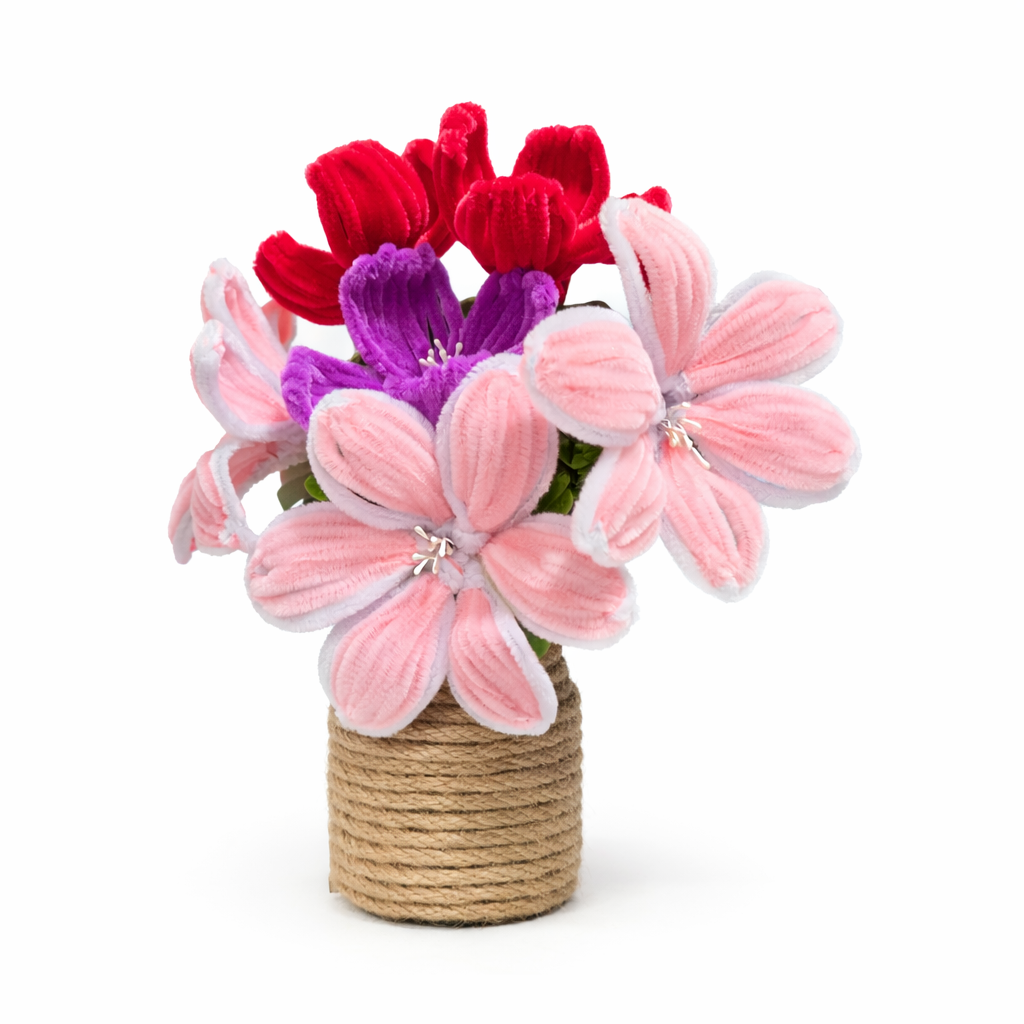 Dekoratif Şönil Yapay Çiçek – El Yapımı Renkli Tasarım