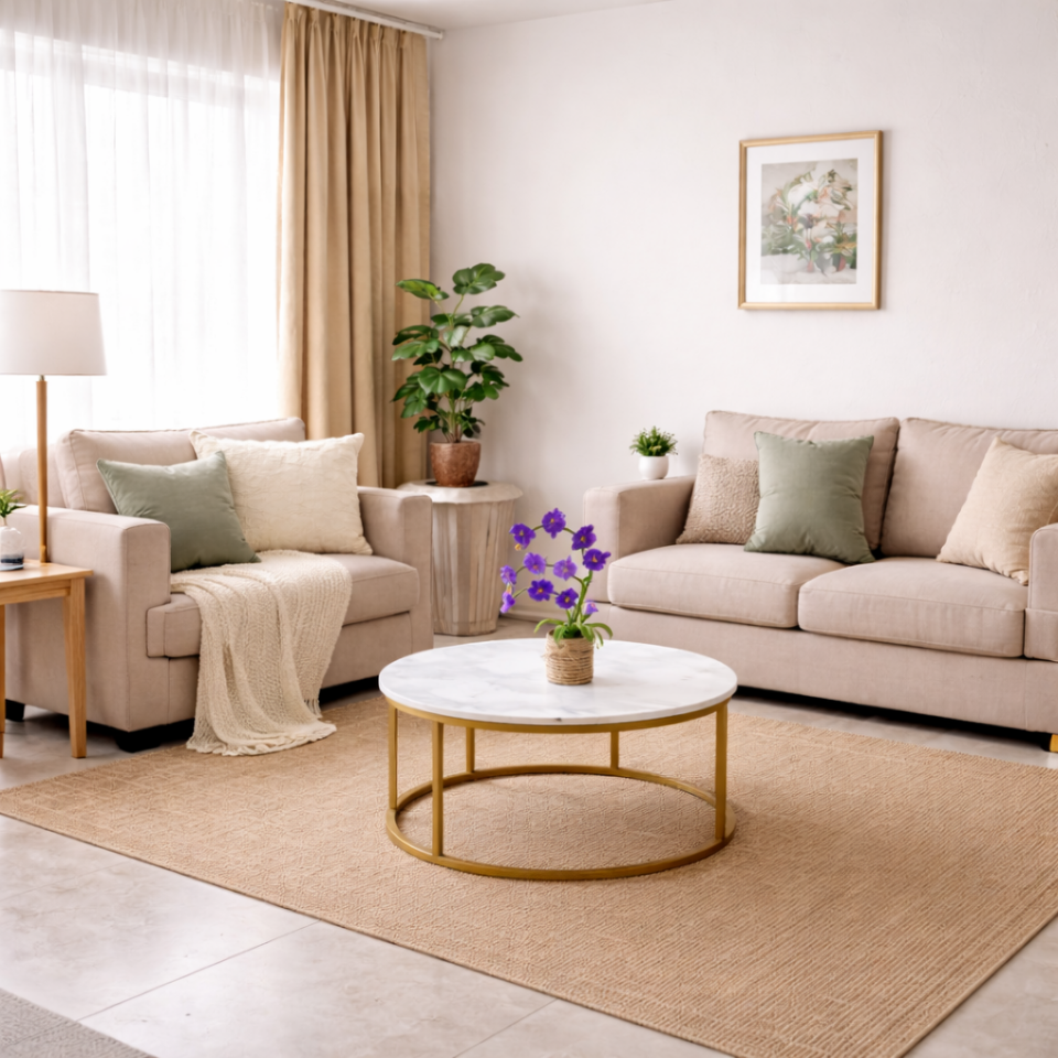 Dekoratif Şönil Yapay Çiçek – Saksılı, Mor Çiçekli Şık Tasarım