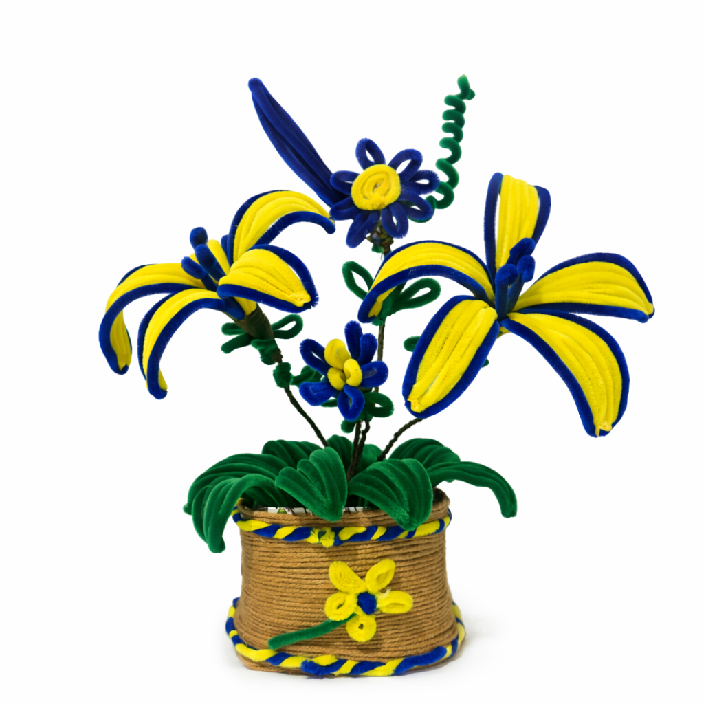 Fenerbahçe Renklerinde El Yapımı Şönil Yapay Çiçek