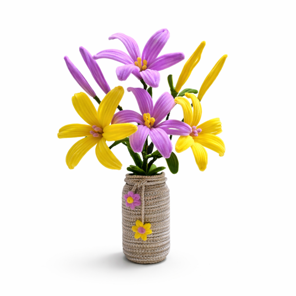 El Yapımı Şönil Yapay Çiçek Aranjmanı