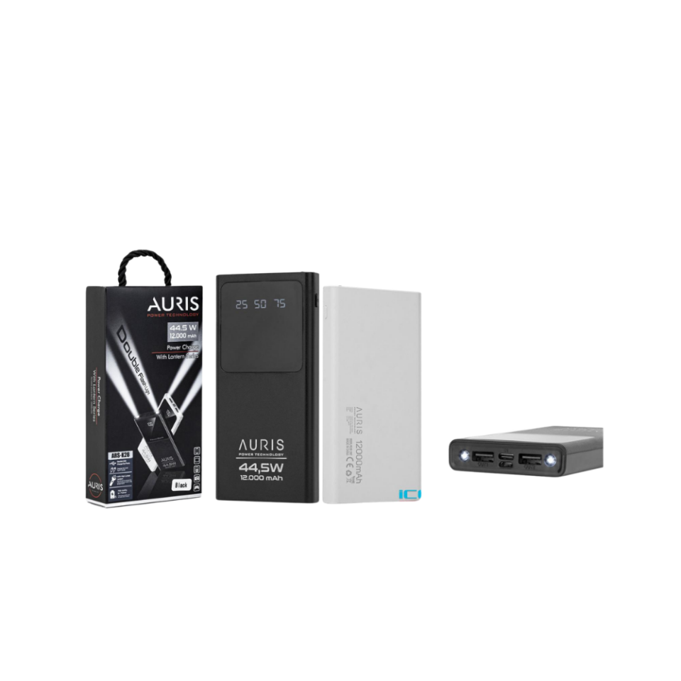 Auris 44.5W 12.000 mAh Powerbank – Hızlı Şarj Destekli Taşınabilir Şarj Cihazı