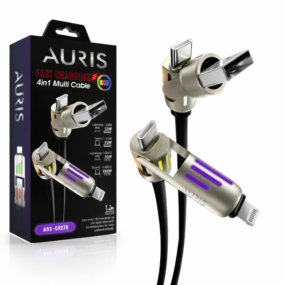 AURIS ARS-CB270 4in1 Hızlı Şarj Çoklu Kablo