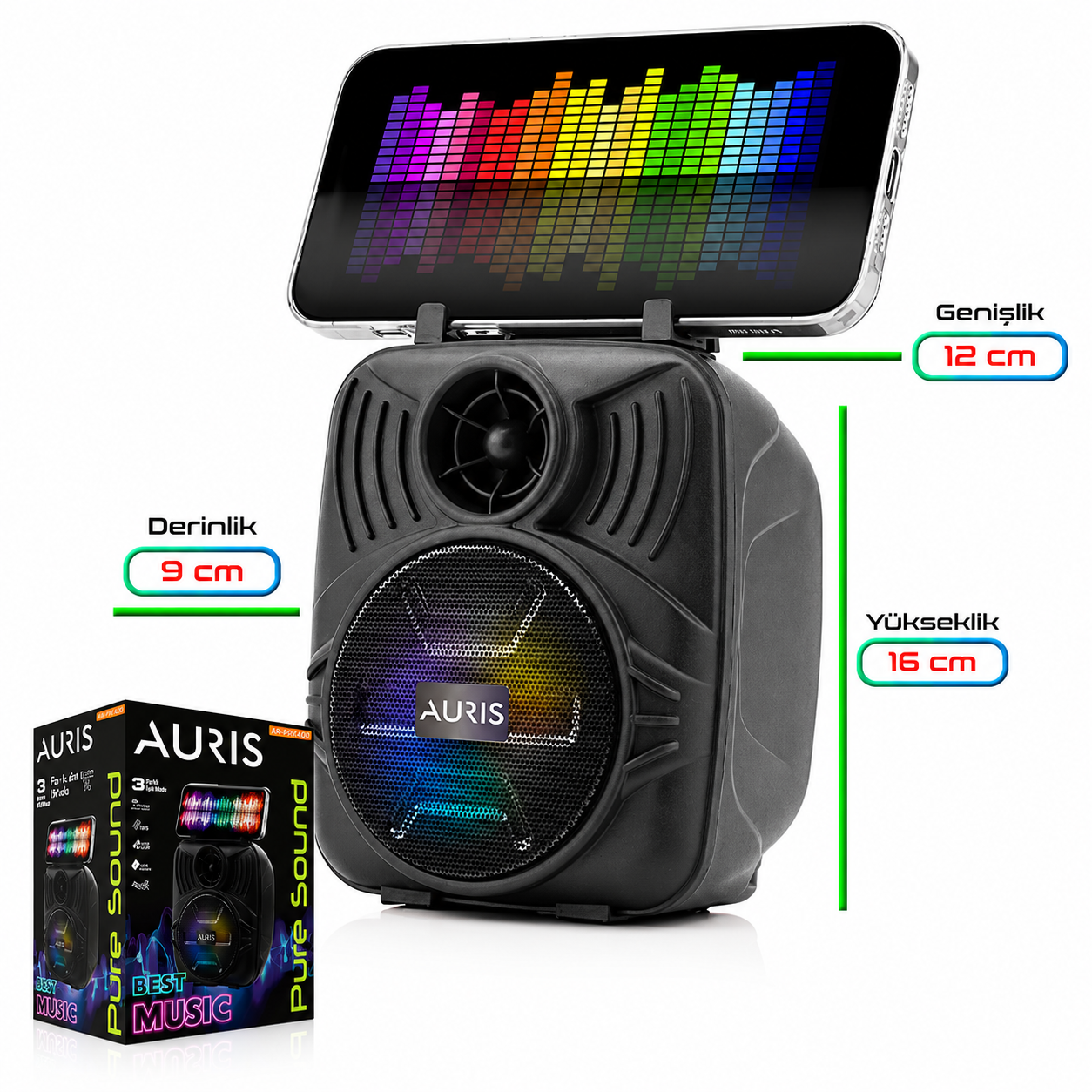 AURIS KLN30 RGB Işıklı Telefon Standlı Bluetooth Hoparlör