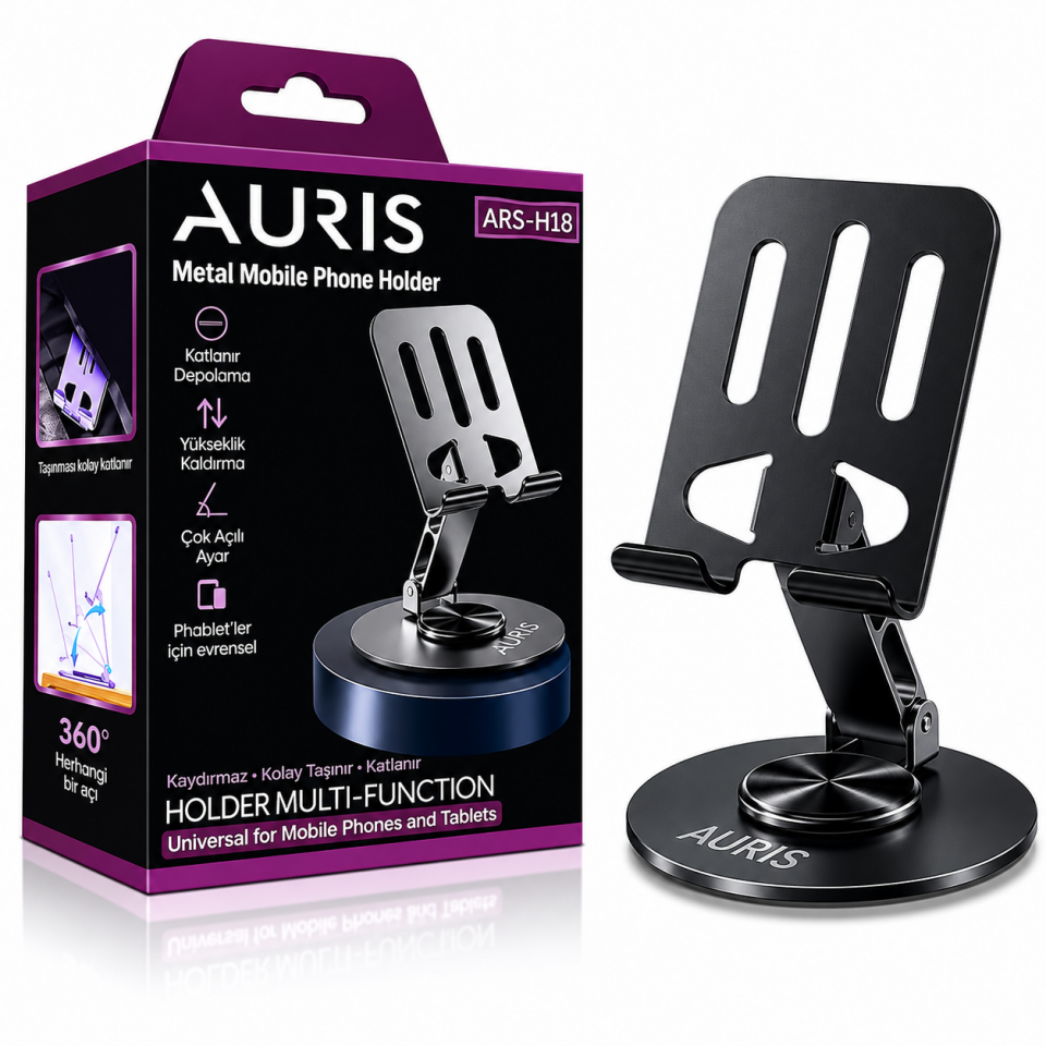 AURIS ARS-H18 Katlanabilir Metal Telefon ve Tablet Standı