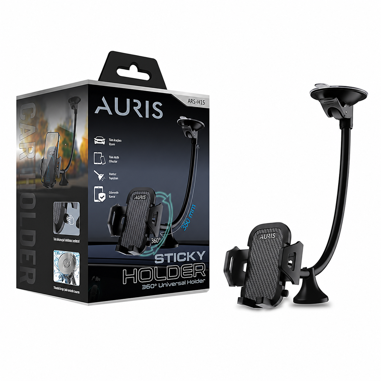 AURIS ARS-H15 360° Universal Araç İçi Telefon Tutucu