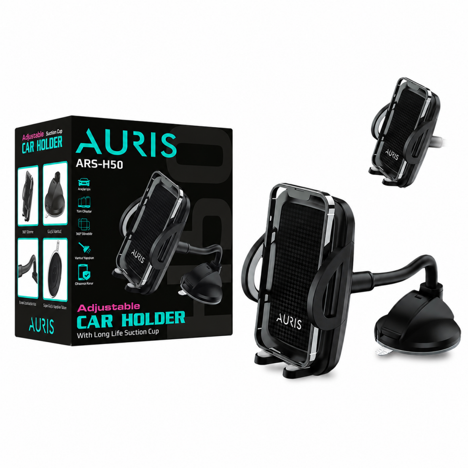 AURIS ARS-H50 Vantuzlu Ayarlanabilir Araç İçi Telefon Tutucu