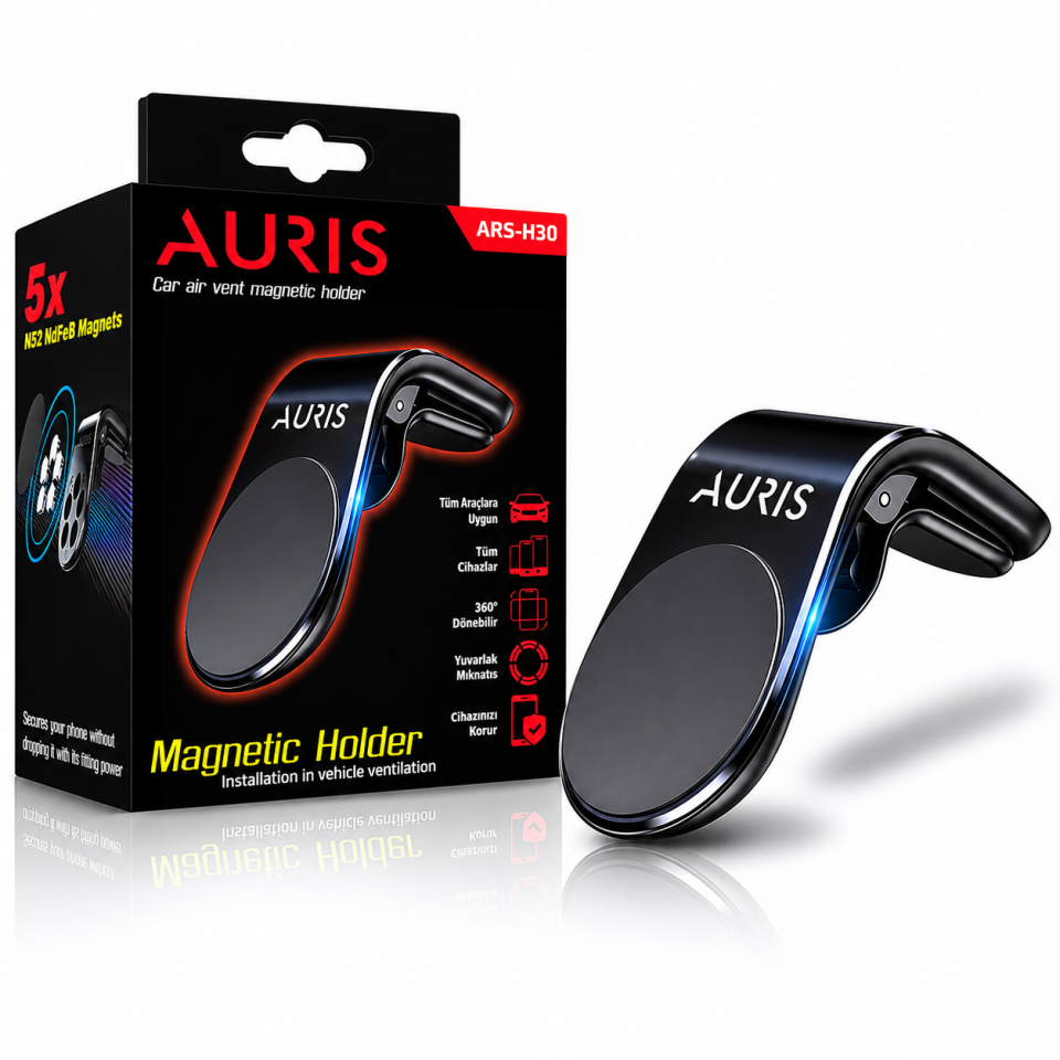 AURIS ARS-H30 Mıknatıslı Metal Araç İçi Telefon Tutucu