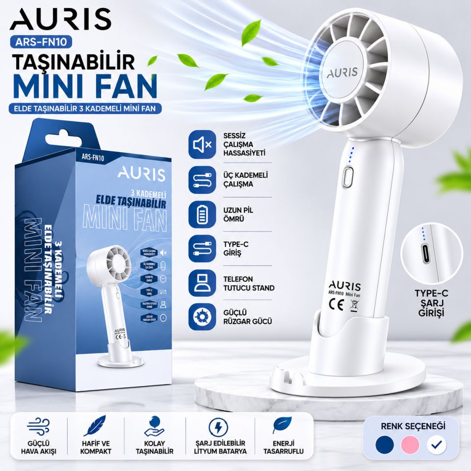 AURIS ARS-FN10 Taşınabilir Mini Fan(Kopya)(Kopya)