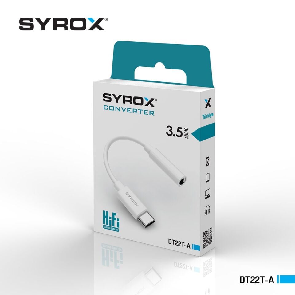 Syrox DT22T-A Type-C to 3.5 mm Hi-Fi Ses Dönüştürücü Kulaklık Adaptörü