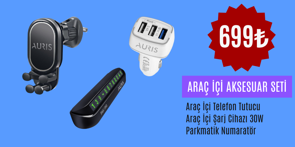 Araç İçi Cep Telefonu Aksesuar Seti