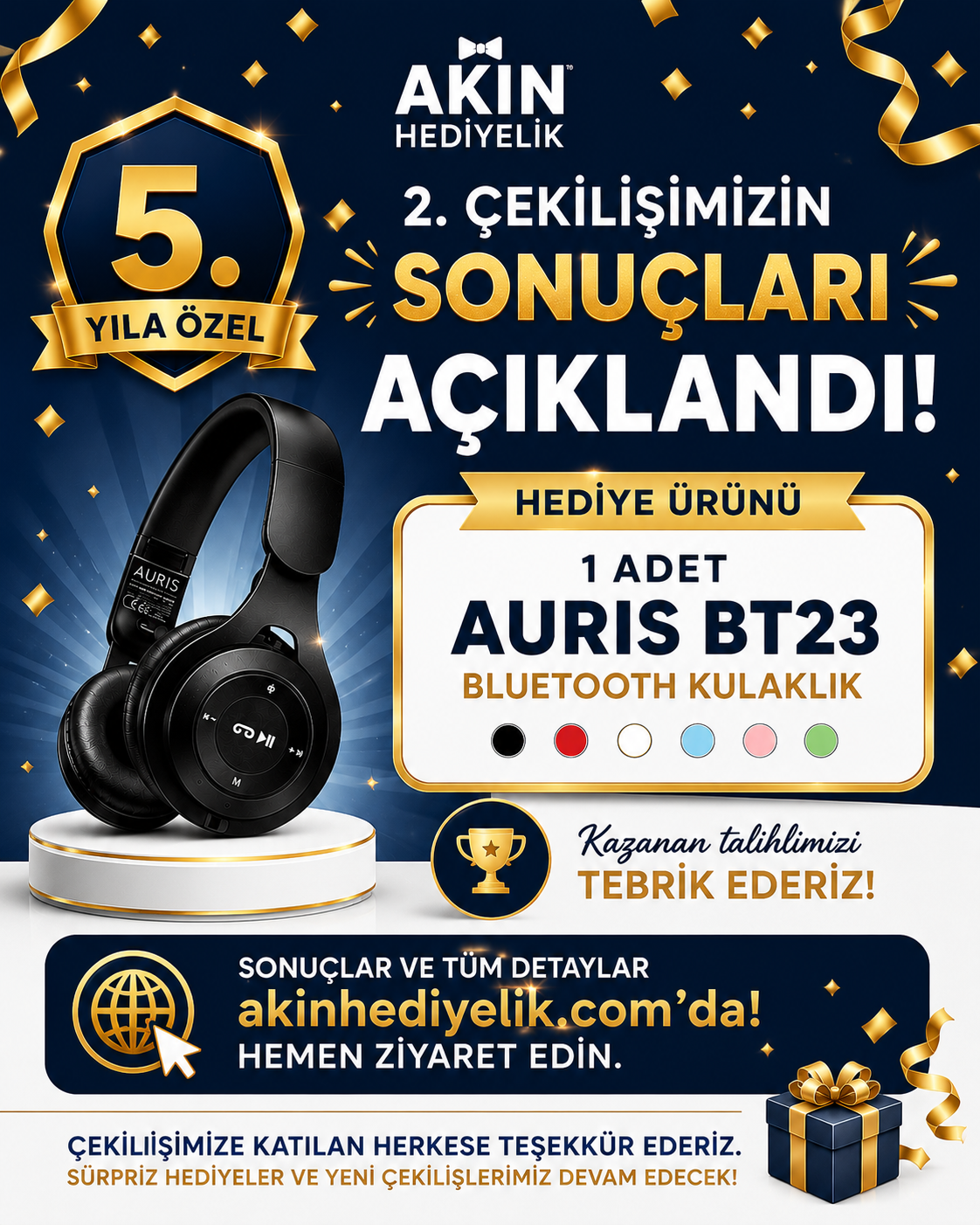 AKIN HEDİYELİK 5. YIL ÖZEL ÇEKİLİŞ SONUÇLARI AÇIKLANDI