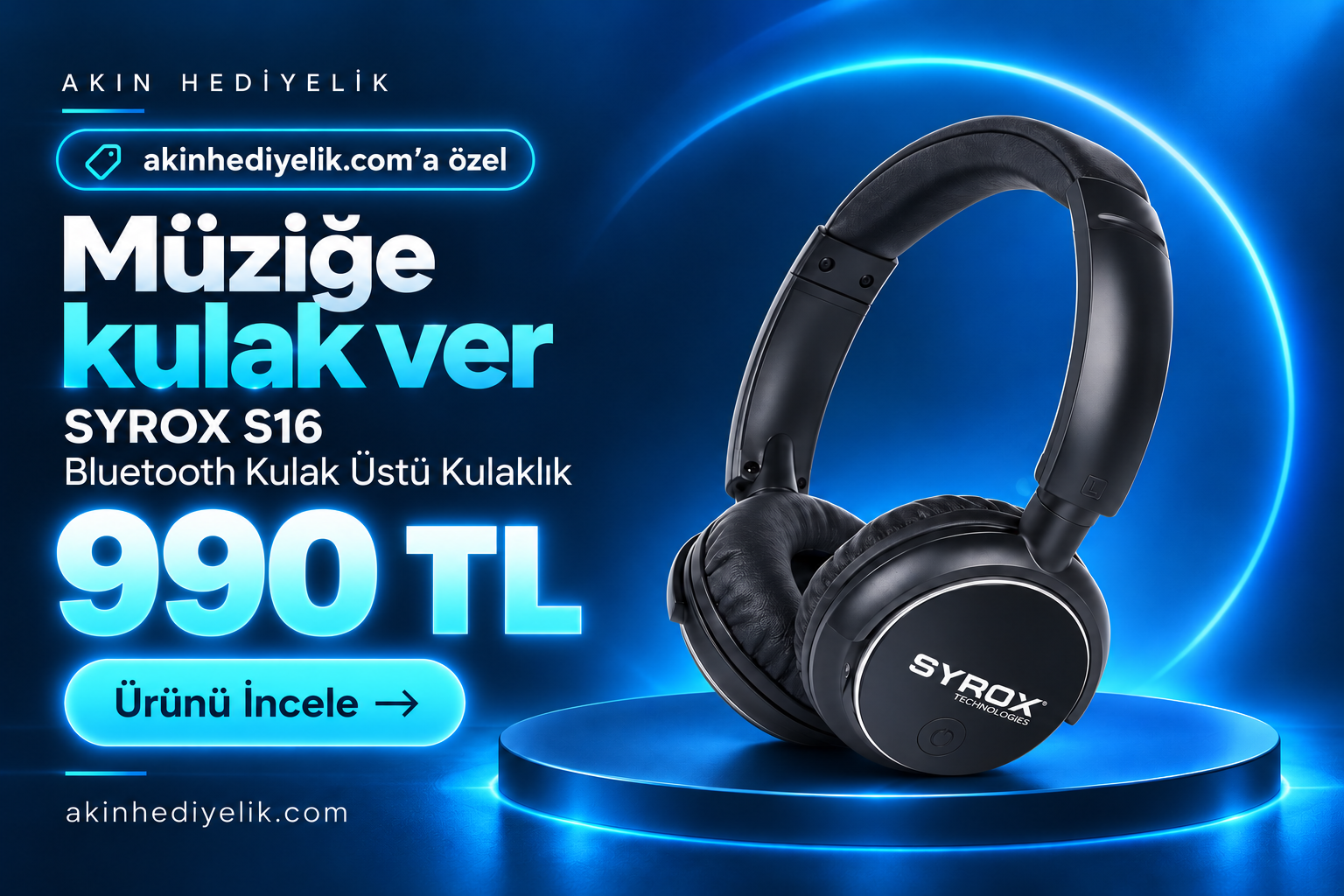 Syrox S16 Bluetooth Kulaküstü Kulaklık Kablosuz + Mikrofonlu